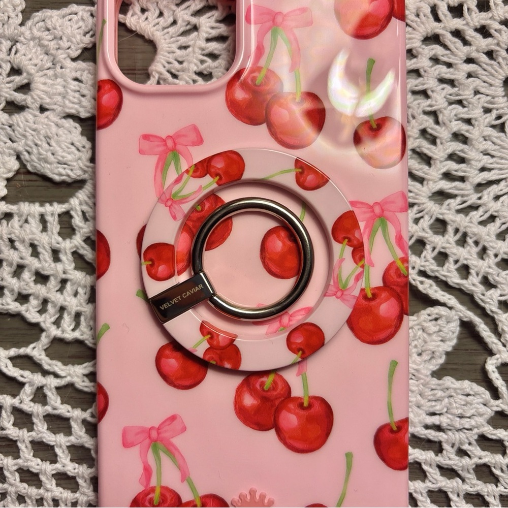 🍒Velvet Caviar Cherry 15 plus Phone Case - Pink🍒
